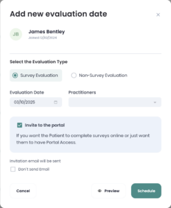 Add New Evaluation Screen