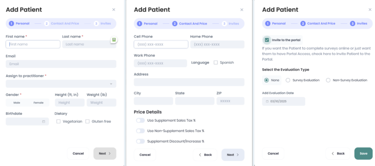 Add Patient Screens